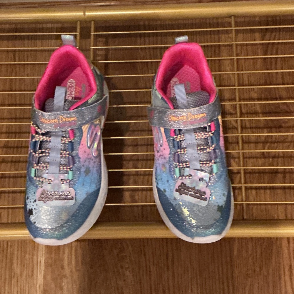 Skechers Kids' Sparkly Blue and Pink Sneakers